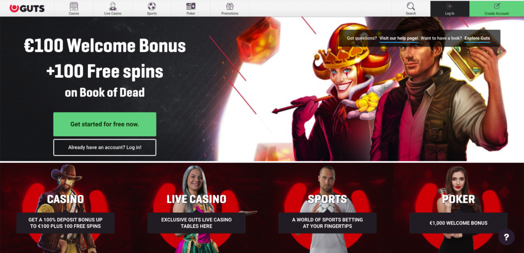 Captura de pantalla de Guts Casino