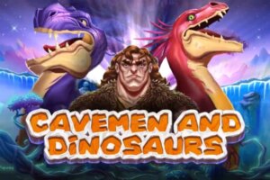 hombres de las cavernas y dinosaurios